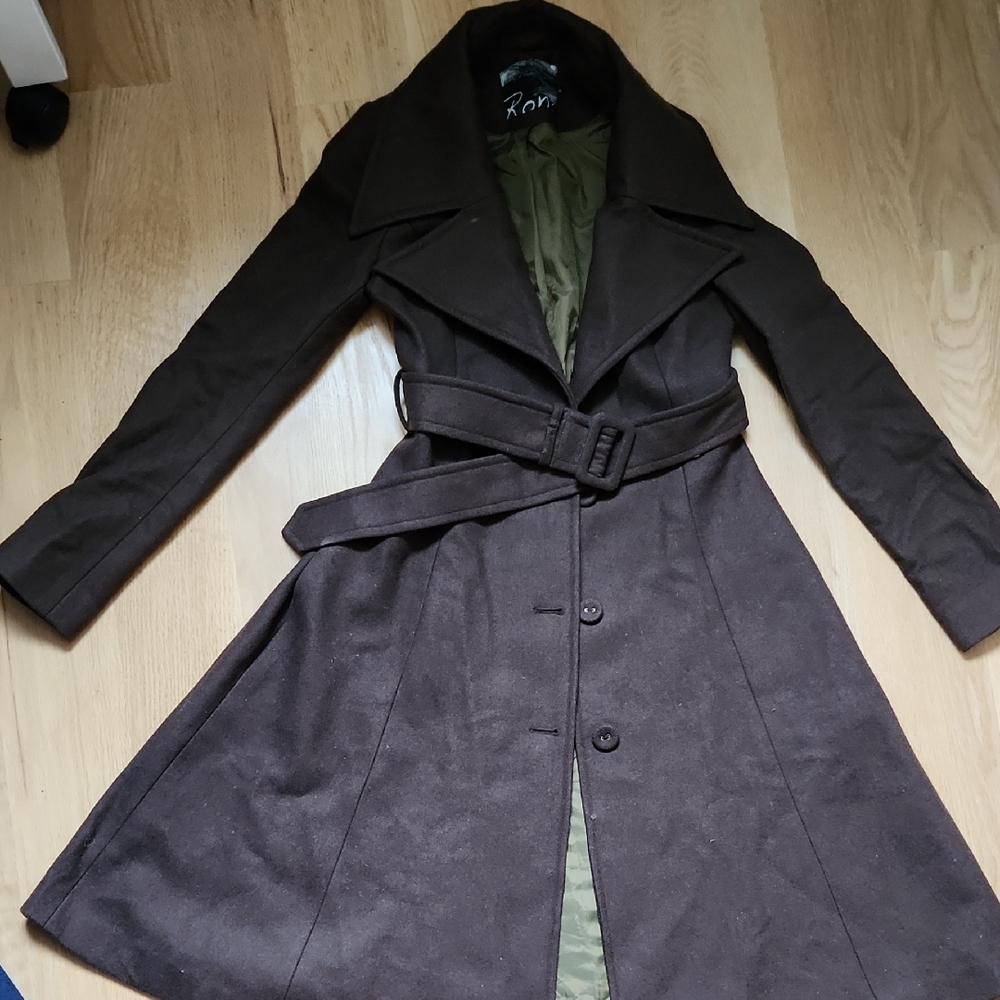Elegant Brown Belted Trench Coat